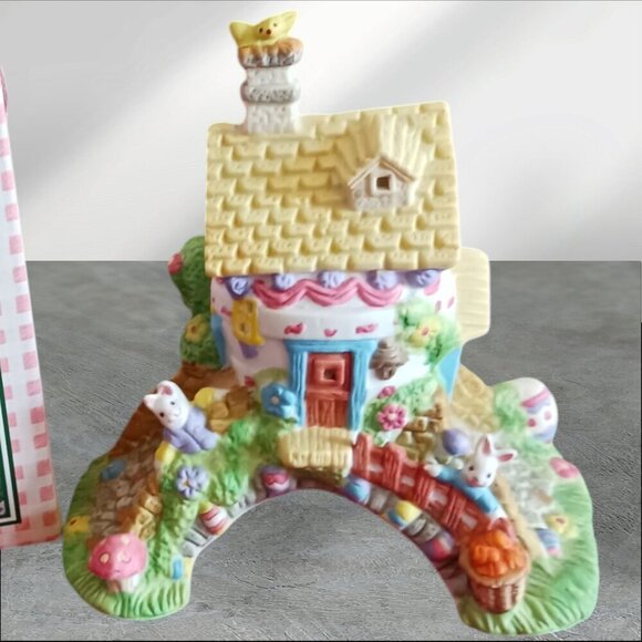 Cottontale Cottages Porcelain Bunny  Bridge House Figurine - Picture 2 of 8